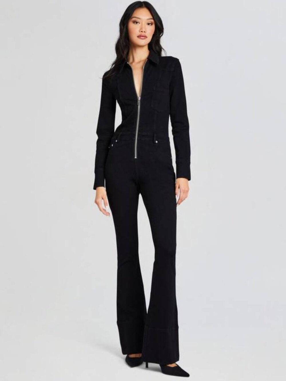 NEW SEROYA Womens Deedee Long Sleeve Flare Leg Jumpsuit